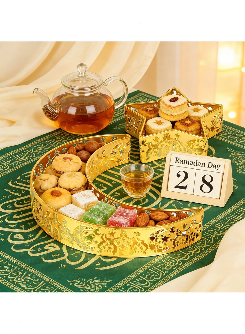 Ramadan Decorative Tray, Star and Moon Tray, Food Serving Dish. A premium Fruit Plate suitable for serving desserts, dried fruits, fresh fruits, candies, and other foods. - Image 4